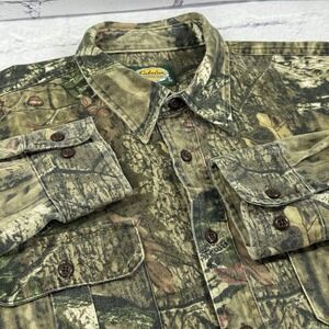 VTG Cabelas x Mossy Oak Breakup Infinity Mens L Flannel Shirt‎ Camo Button Up
